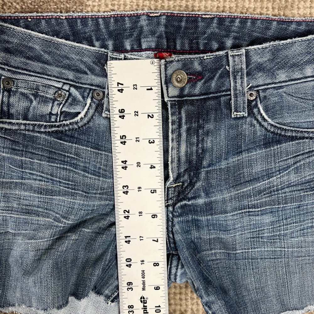 Vintage Lucky Brand Women Size 4 27 Denim Jean Shorts Distressed Frayed Blue - Picture 7 of 10